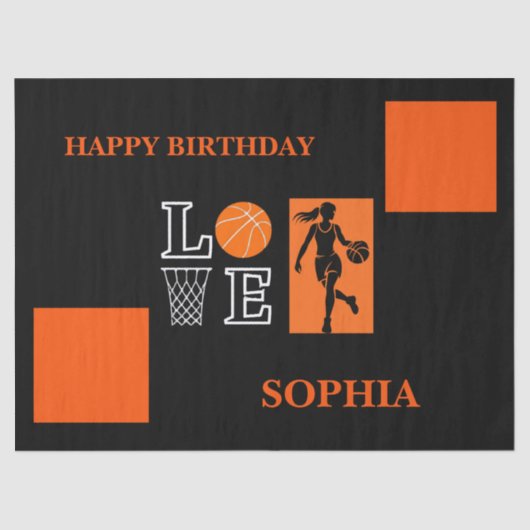 Basketball Swoosh Black Birthday Large Gift Bag Seidenpapier (Vorderseite)