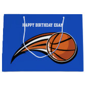Basketball Swoosh Blue Geburtstag Große Geschenktüte (Vorderseite)