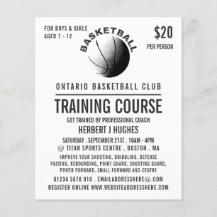 Basketball-Symbol, Basketballtrainingskurs Flyer