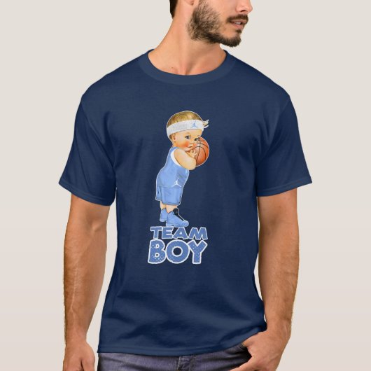 Basketball Team Boy Baby Gender Reveal T-Shirt (Vorderseite)