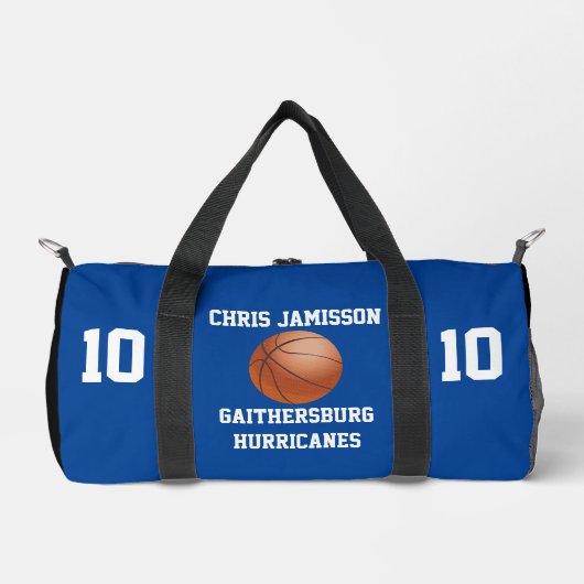 Basketball Team Coach oder Player Blue Personalisi Duffle Bag (Vorderseite)