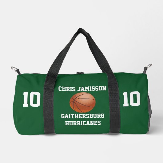 Basketball-Team-Coach oder Spieler Grün Personalis Duffle Bag (Vorderseite)