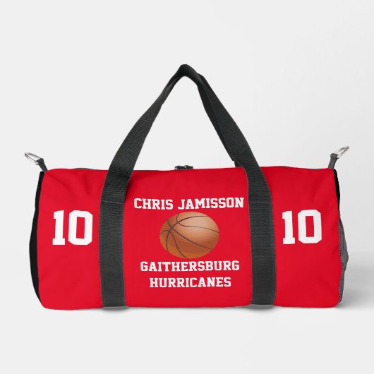 Basketball Team Coach oder Spieler Red Personalisi Duffle Bag (Vorderseite)