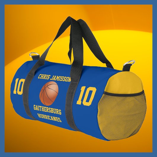 Basketball Team Coach Spieler Blue Gold Personalis Duffle Bag