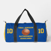 Basketball Team Coach Spieler Blue Gold Personalis Duffle Bag (Vorderseite)