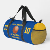 Basketball Team Coach Spieler Blue Gold Personalis Duffle Bag (Rechte Ecke)