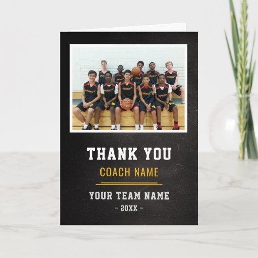 Basketball Team Coach Thank You Photo  Dankeskarte (Vorderseite)