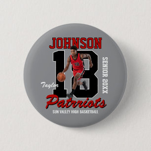 Basketball-Team individuell gestaltete Foto-Trikot Button
