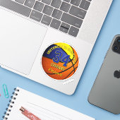 Basketball-Team: Kinder benennen Blau Gold Aufkleber (Laptop mit iPhone)