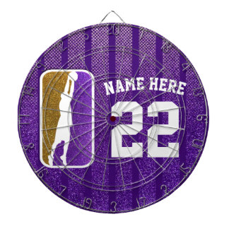 Basketball-Team lila und Gold Glitzer Jersey Dartscheibe