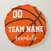 Basketball Team Name Spielernummer und Name Runde  Rundes Kissen (Rückseite)