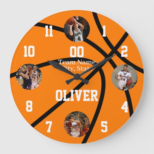 Basketball Team Spielergeist Große Wanduhr (Vorderseite)