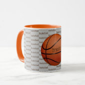 Basketball Text Design Kaffeemaschine Tasse (Vorderseite Links)