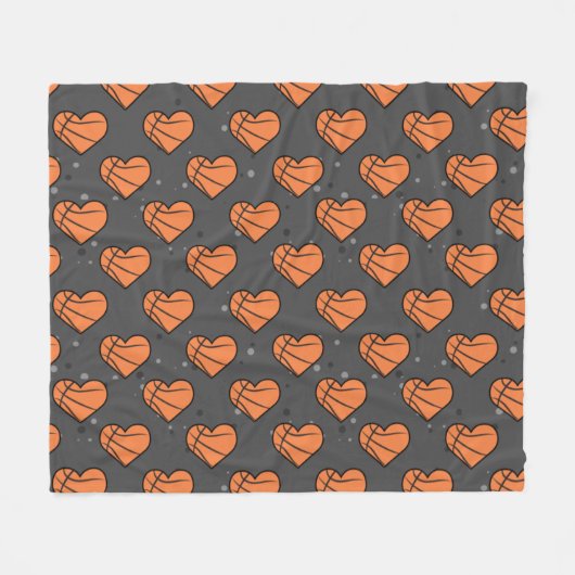 Basketball-Textur in Herzform - Muster Fleecedecke (Vorderseite (Horizontal))