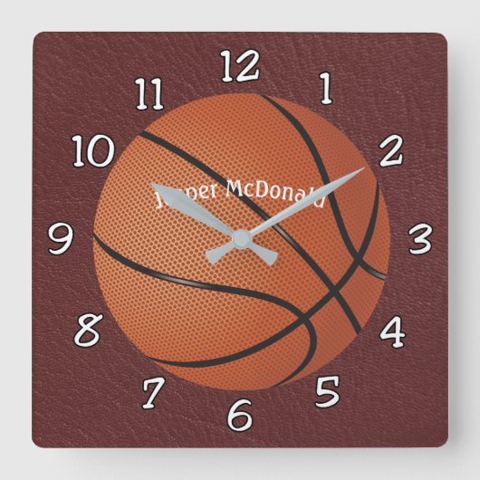Basketball Textured Background Foto personalisiere Quadratische Wanduhr (Vorderseite)