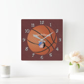 Basketball Textured Background Foto personalisiere Quadratische Wanduhr (Zuhause)