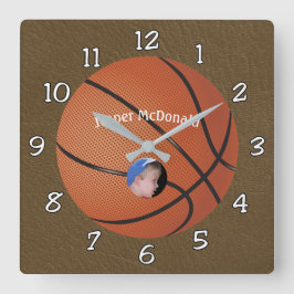 Basketball Textured Background Foto personalisiere Quadratische Wanduhr