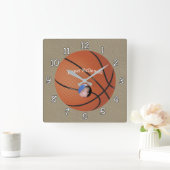 Basketball Textured Background Foto personalisiere Quadratische Wanduhr (Zuhause)