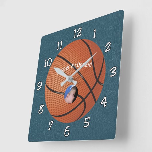 Basketball Textured Background Foto personalisiere Quadratische Wanduhr (Winkel)