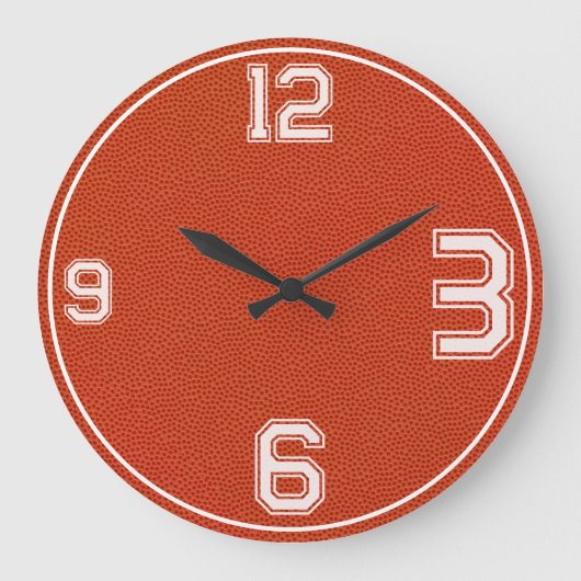 Basketball Textured Sports Clock Große Wanduhr (Vorderseite)