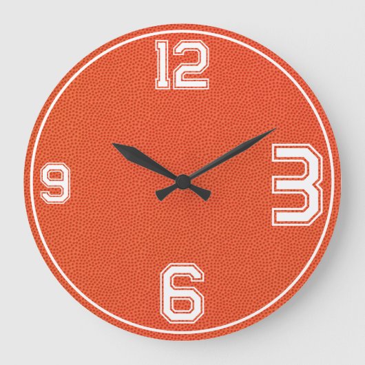 Basketball Textured Sports Clock Große Wanduhr (Vorderseite)