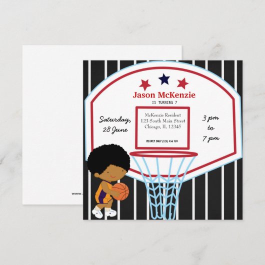 Basketball-Thema Einladung (Vorne/Hinten)