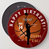 Basketball Thema Geburtstag ButtonHAMbyWG Button (Vorne & Hinten)