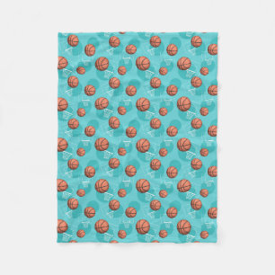 Basketball-Themed Muster-aquamarine Fleece-Decke Fleecedecke