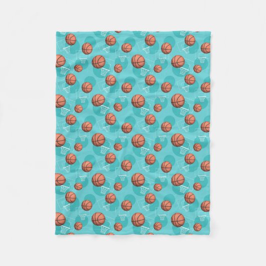 Basketball-Themed Muster-aquamarine Fleece-Decke Fleecedecke (Vorderseite)
