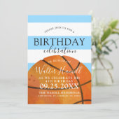 Basketball ThemenGeburtstagsparty Aquamarin einlad Einladung (Stehend Vorderseite)
