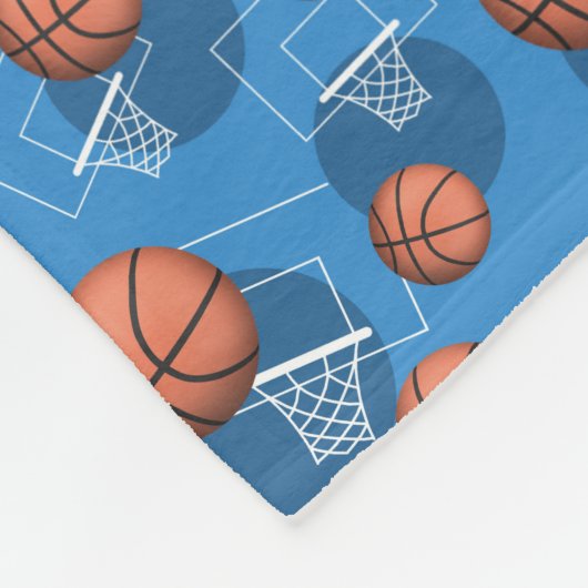 Basketball Themenmuster Blau Fleece Leder (Ecke)