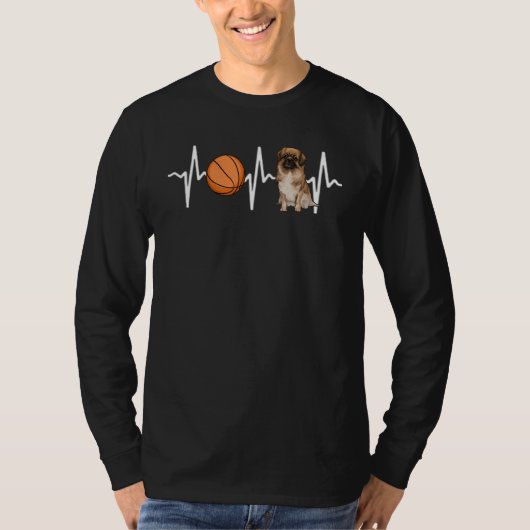 Basketball Tibeter Spaniel Heartbeat Dog T-Shirt (Vorderseite)