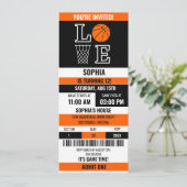 Basketball Ticket Geburtstag,Basketball Girl-Spiel Einladung (Stehend Vorderseite)