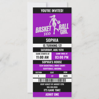 Basketball Ticket Geburtstag,Basketball Girl-Spiel Einladung