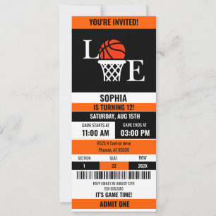 Basketball Ticket Geburtstag,Basketball Girl-Spiel Einladung