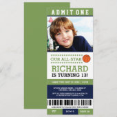 Basketball Ticket Geburtstag Einladung (Vorne/Hinten)