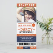 Basketball Ticket Geburtstag Einladung (Stehend Vorderseite)