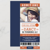 Basketball Ticket Geburtstag Einladung (Vorne/Hinten)