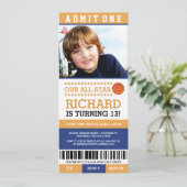 Basketball Ticket Geburtstag Einladung (Stehend Vorderseite)