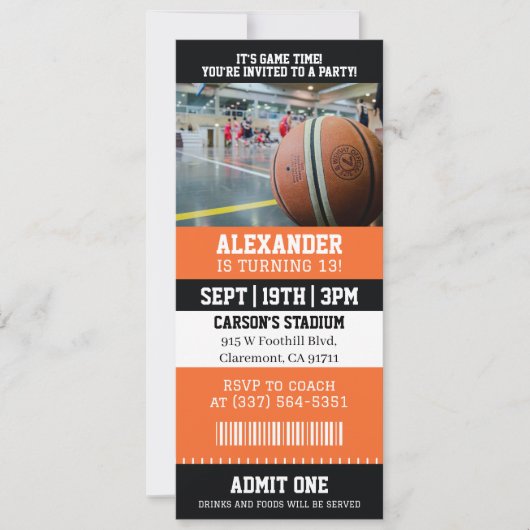 Basketball-Ticket Geburtstag Einladung (Vorderseite)