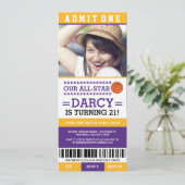Basketball Ticket Geburtstag Einladung (Stehend Vorderseite)