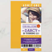 Basketball Ticket Geburtstag Einladung (Vorne/Hinten)