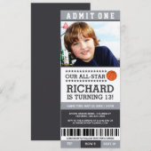 Basketball Ticket Geburtstag Einladungen (Vorne/Hinten)