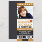 Basketball Ticket Geburtstag Einladungen (Vorne/Hinten)