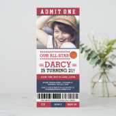 Basketball Ticket Geburtstag Einladungen (Stehend Vorderseite)