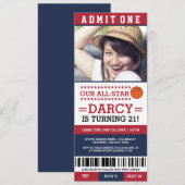 Basketball Ticket Geburtstag Einladungen (Vorne/Hinten)