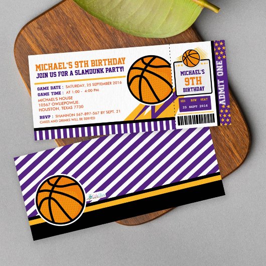 Basketball Ticket Pass Einladung zum Geburtstag