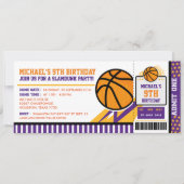 Basketball Ticket Pass Einladung zum Geburtstag (Vorderseite)
