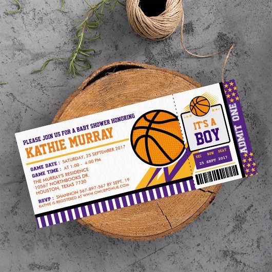 Basketball Ticket Pass Kinderdusche Einladung