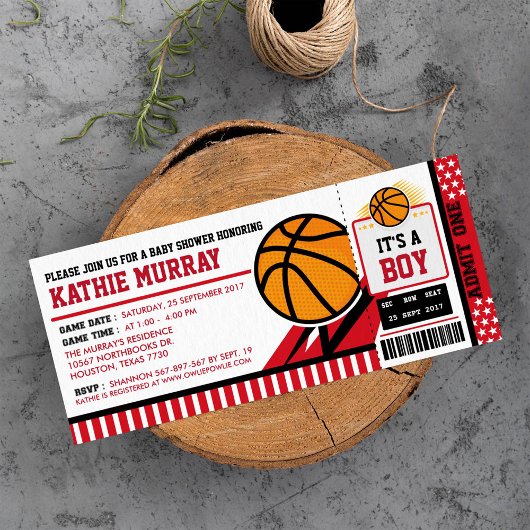 Basketball Ticket Pass Kinderdusche Einladung